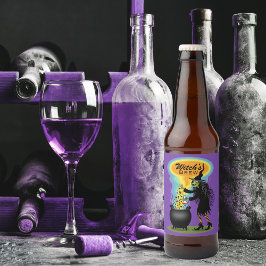 Rótulo Para Garrafa De Cerveja Bruxa de Halloween