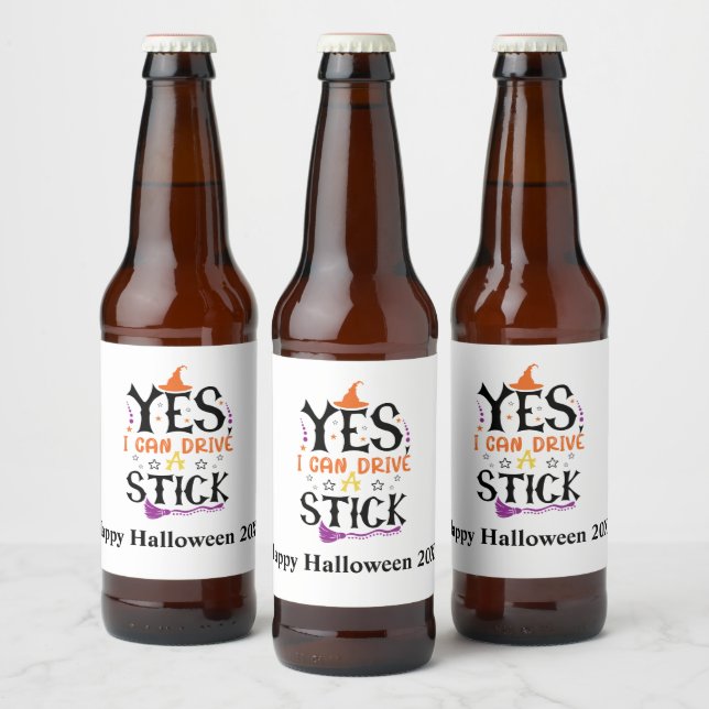 Rótulo Para Garrafa De Cerveja Bruxa engraçada de Halloween Sim, eu sei dirigir c (Garrafas)