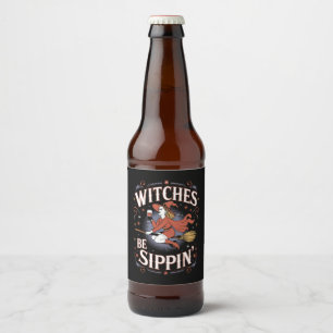 Rótulo Para Garrafa De Cerveja Bruxas Estão Bebendo Feriado de Halloween Sinistro