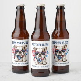 Rótulo Para Garrafa De Cerveja Bulldog 4 de Julho Dia da Independência Vermelho B