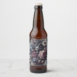 Rótulo Para Garrafa De Cerveja Buquê de Baphomet - Floral Gótico
