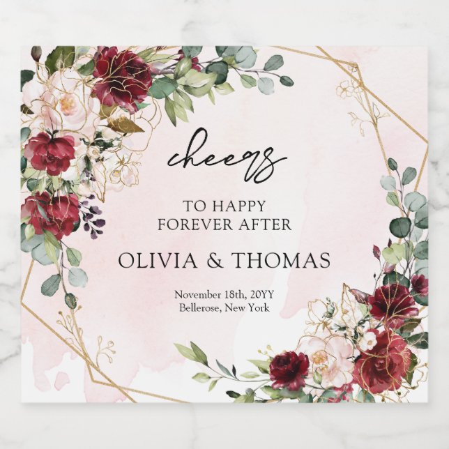 Rótulo Para Garrafa De Cerveja Burundi moderno, arco geométrico de ouro floral (Rótulo Único)