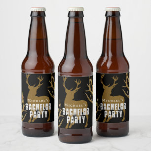 Rótulo Para Garrafa De Cerveja Caçador de Veados Noivo Chifres Festa de Despedida