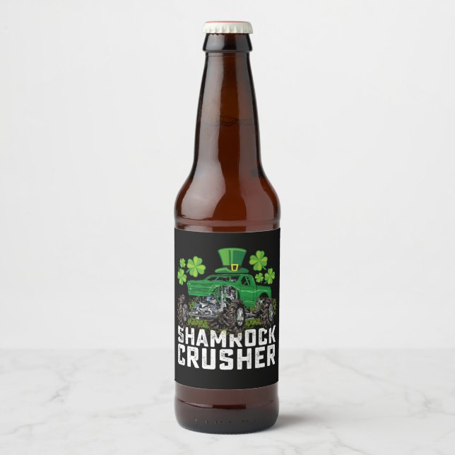 Rótulo Para Garrafa De Cerveja Caminhão de Dia de São Patrício do Xamrock Crusher (Frente)