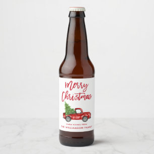 Rótulo Para Garrafa De Cerveja Caminhão de Vintagem de Natal do Red Brussel