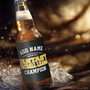 Rótulo Para Garrafa De Cerveja Campeão de Futebol da Fantasia - Dourado Negro e A