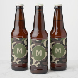 Rótulo Para Garrafa De Cerveja Camuflagem Militar Padrão Verde Castanho Monograma