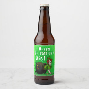 Rótulo Para Garrafa De Cerveja Cão do dia de St Patrick afortunado