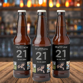 Rótulo Para Garrafa De Cerveja cara aniversário de 21 anos personalizada de fotog