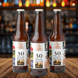 Rótulo Para Garrafa De Cerveja cara de colagem de fotos de aniversário de 30 anos