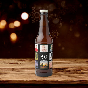 Rótulo Para Garrafa De Cerveja cara de colagem de fotos do aniversário de 30 ano