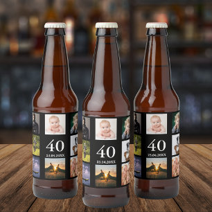 Rótulo Para Garrafa De Cerveja cara de colagem de fotos do aniversário de 40 ano