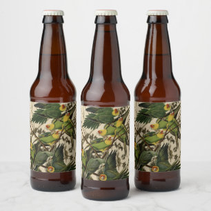 Rótulo Para Garrafa De Cerveja Carolina Parrot das Aves da América de Audubon