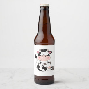 Rótulo Para Garrafa De Cerveja Cartoon de Vaca