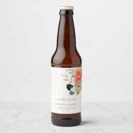 Rótulo Para Garrafa De Cerveja Casal De Aquarela Floral Elegante Com Amor