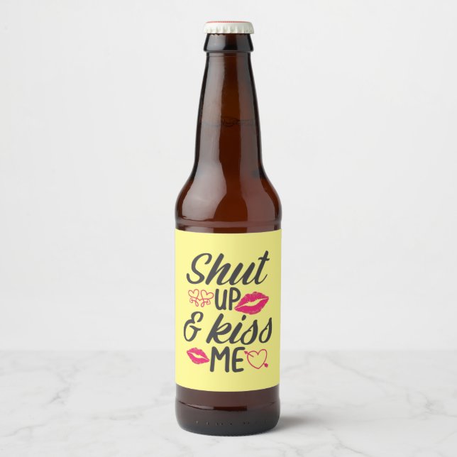 Rótulo Para Garrafa De Cerveja Casal presente me beije (Frente)