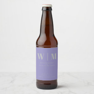 Rótulo Para Garrafa De Cerveja Casamento Bebida Prata Lavanda Moderno Minimalista