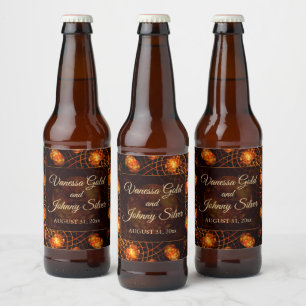 Rótulo Para Garrafa De Cerveja Casamento Clássico Boho Moderno Elegante Dourado #
