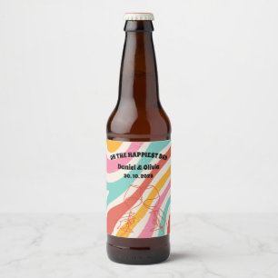 Rótulo Para Garrafa De Cerveja Casamento Colorido Minimalista