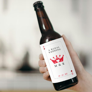 Rótulo Para Garrafa De Cerveja Casamento com Cartões de Poker do Rei e Rainha dos