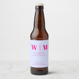 Rótulo Para Garrafa De Cerveja Casamento de Bebida Rosa Lilás Moderno Mínimo