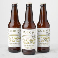 Casamento de Fita Branca e Dourada Obrigado