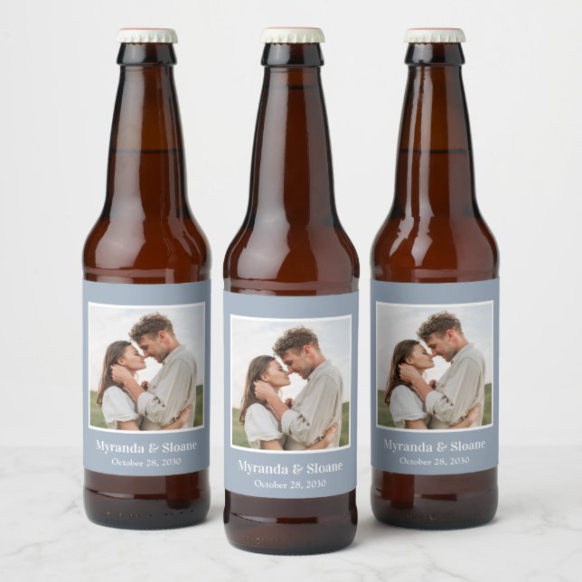 Rótulo Para Garrafa De Cerveja Casamento de Foto Moderno (Garrafas)