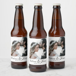 Rótulo Para Garrafa De Cerveja Casamento de Fotografia Personalizada Elegante