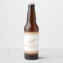 Rótulo Para Garrafa De Cerveja Casamento de Monograma Elegante