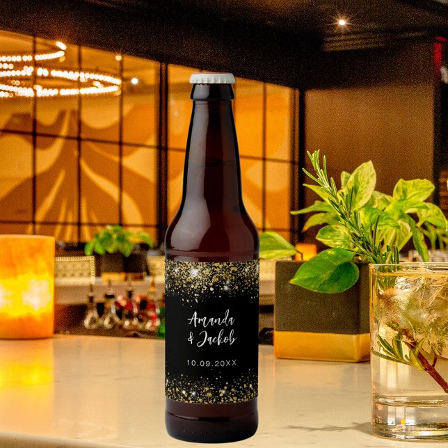 Rótulo Para Garrafa De Cerveja Casamento de ouro negro (Criador carregado)