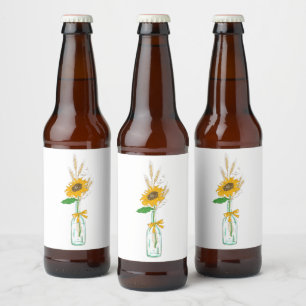 Rótulo Para Garrafa De Cerveja Casamento de Outono no Campo Rústico com Amarelo d