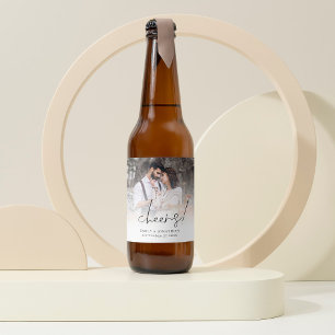 Rótulo Para Garrafa De Cerveja Casamento de saudações minimalista da sobreposição