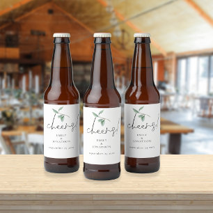 Rótulo Para Garrafa De Cerveja Casamento dos Nomes de Eucalyptus Sage em Aquarela
