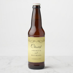 Rótulo Para Garrafa De Cerveja Casamento Dourado de luxo elegante