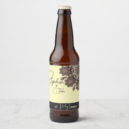 Rótulo Para Garrafa De Cerveja Casamento Elegante Inspirado em Mandala