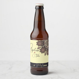 Rótulo Para Garrafa De Cerveja Casamento Elegante Inspirado em Mandala