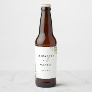 Rótulo Para Garrafa De Cerveja Casamento Floral Verde Elegante Moderno