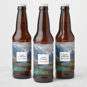 Rótulo Para Garrafa De Cerveja Casamento Fotográfico das Montanhas Alpinas Cênica