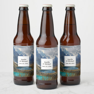 Rótulo Para Garrafa De Cerveja Casamento Fotográfico das Montanhas Alpinas Cênica