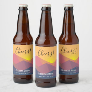 Rótulo Para Garrafa De Cerveja Casamento Geométrico Minimalista das Montanhas R