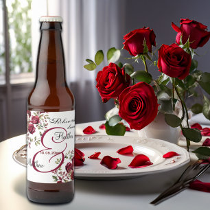Rótulo Para Garrafa De Cerveja Casamento "janto de ensaio" moderno de Burgundy