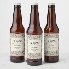 Rótulo Para Garrafa De Cerveja Casamento Minimalista Inspirado em Gardênias Elega