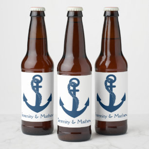 Rótulo Para Garrafa De Cerveja Casamento na Praia Âncora Náutica  Chá de Noiva