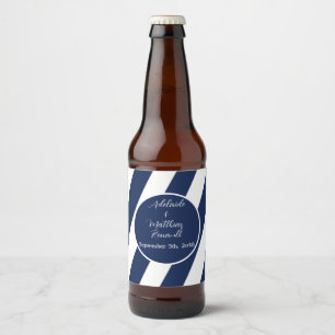 Rótulo Para Garrafa De Cerveja Casamento Náutico Náutico Elegante - Marinho Azul,