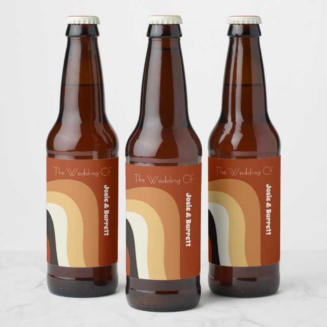 Rótulo Para Garrafa De Cerveja Casamento Personalizado Laranja Vazio dos 70s Retr (Garrafas)