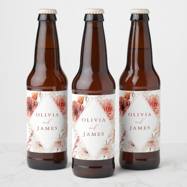 Rótulo Para Garrafa De Cerveja Casamento Quadro Floral Botânico Boho (Garrafas)