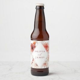 Rótulo Para Garrafa De Cerveja Casamento Quadro Floral Botânico Boho