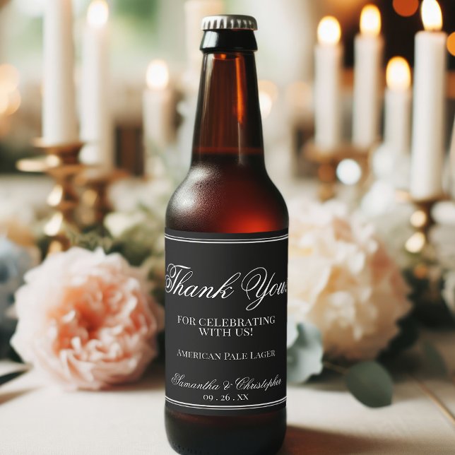 Rótulo Para Garrafa De Cerveja Casamento Simples Minimalista Obrigado Branco em P (Criador carregado)
