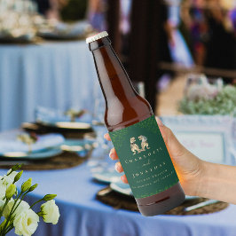 Rótulo Para Garrafa De Cerveja Casamento Temático de Dinossauros Verde Escuro