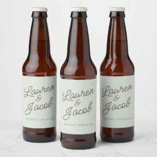 Rótulo Para Garrafa De Cerveja Casamento Verde Minimalista Moderno